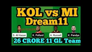 KOL vs MI Dream11 Today Team: Grand League Tips and Strategies | KKR vs MI Dream11