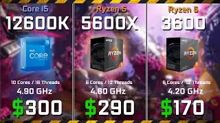 Intel Core i5 12600K vs. Ryzen 5 5600X vs. Ryzen 5 3600 | Gaming, Rendering Comparison (RX 6900XT)