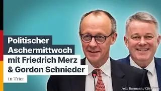 Friedrich Merz und Gordon Schnieder auf dem Politischen Aschermittwoch in Trier.