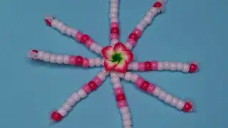 DIY | How to Make a Beaded Window Star / Snowflake with Pearls | Christmas Beadwork Ornament Deco