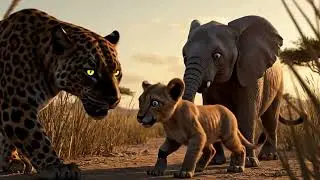 A Silent Moment in the Savanna: A Man and a Leopard Cub