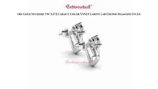 14K Gold Studded TW 3.472 Carat E Color VVS2 Clarity Lab Grown Diamond Studs