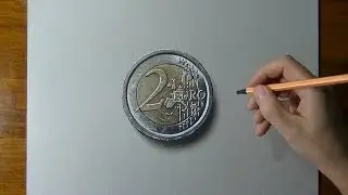 Disegno realistico in timelapse: moneta da due euro