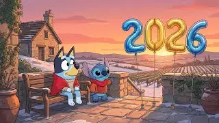 Stitch & Bluey Golden Sunset New Year 2026 🎆 Chill Lofi Beats for Relax & Focus 💫 Cozy Start of 2026