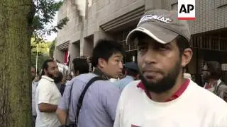 Protest outside Egyptian embassy in Tokyo against violence in Egypt