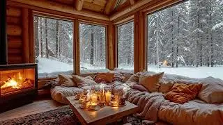 Snowy View cabin Winter Jazz ❄️☀️ Gentle Piano Harmony for Relaxing Daytime Work & Cozy Moments
