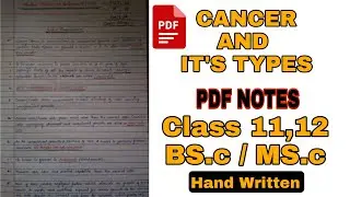 Cancer and it's types | benign and Malignant Class -11,12 BSc Zoology | Handwritten Notes PDF HPU DU