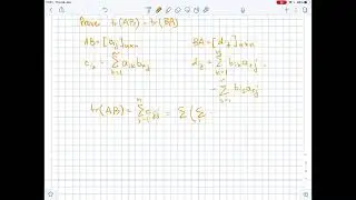 Prove that if A and B are n x n matrices, then tr(AB) = tr(BA). | Plainmath