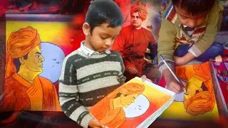 Simple Swami Vivekananda Drawing for Kids | Easy Step by Step Learning, Oil Pastel Drawing