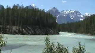 Athabasca River & Jasper National Park on motorcycle. vridetv