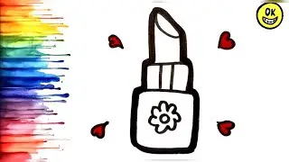 Lipstick 💄 Drawing, Colouring for kids, Drawing for kids, Easy Drawing for kids, Kids Drawing