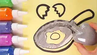 🎨Coloring a 'Fried Egg🍳' with color sand｜Painting｜Animation