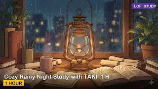 Cozy Rainy Night Study with TAKI 🌧️🔥 1 Hour Lofi Hip Hop Mix