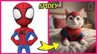 🕷️❤️Персонажи Marvel Spidey в образах кошек + Угадай голос по тесту + их любимые! | Крутись, Спай...