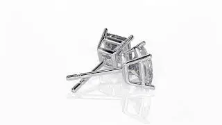 1 Carat Stud Princess Cut Diamond Earrings