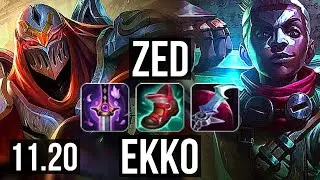ZED vs EKKO (MID) | 8/0/6, Legendary, 500+ games | NA Master | v11.20