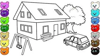 3D House Courtyard Coloring Pages for Kids