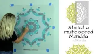 Easy Multicolored Wall Mandala Made with a Wall Stencil!