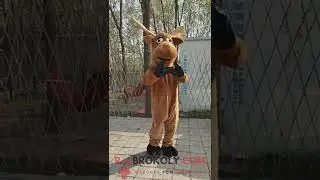 REDBROKOLY.COM Mascot Costume - Brown deer full body mascot costume with big nose