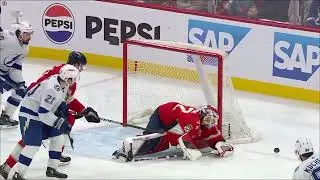 Sergei Bobrovsky stops Nikita Kucherov's slapshot with 2 2 score in game 2 (23 apr 2024)