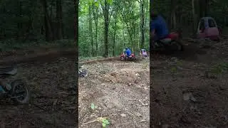 Hand built backyard pitbike track. 4 year old Ryn takes me for a ride!#dirtbikes #pitbike #crf
