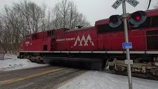 #432 Leads Vermont Rail Train RDHJ Rolls Out Of East Dorset On A Cold Winter Morning On The B&R Line