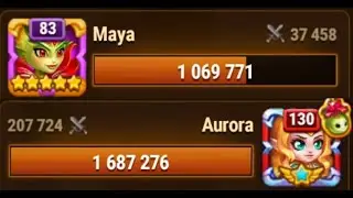 [Hero Wars] Baby Maya Team vs MAXED Aurora 🙈🙉🙊🤢🤬😨🥵🐠👀📽🖥