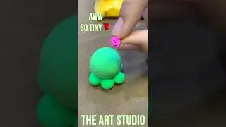 Let&rsquo;s make cute green octopus🐙 || Air dry clay || The Art Studio || #art #creative #shorts #easy