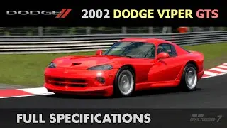 Full Specifications (Imperial): 2002 Dodge Viper GTS #dodgevipergts  #granturismo7
