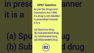 GPAT Question || Pharmaceutical Jurisprudence || Practice to crack GPAT
