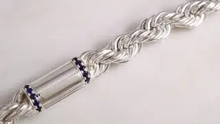 HANDMADE SILVER 14MM ROPE CHAIN WITH 3.45ct OF NATURAL BLUE SAPPHIRES💎