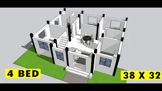 38 x 32  डिजाइन कैसे बनाते हैं II 4 bhk home design II 32 x 38 house plan with 3d view