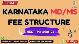 🚨Karnataka Government Medical Colleges fee structure for MD/MS Courses| NEET-PG Counselling 2025-26✅