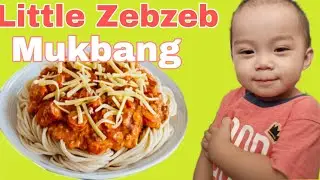 LITTLE ZEB ZEB | RICE SPAGHETTI CHICKEN MUSHROOM | MUKBANG