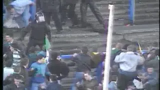 Clashes at rival football match between Donegal Celtic and  Linfield FC, 1990