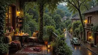 Vintage Florence Balcony Jazz | Tranquil Jazz Music at Rainy Village For Deep Focus and Study