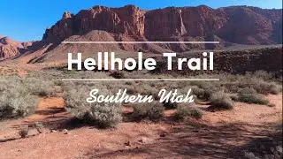 Hiking Hellhole Canyon trail //DRONE FOOTAGE//  in St George Utah in Red Cliffs Desert Reserve.