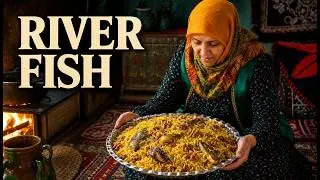 Iranian Cooking | Traditional Saffron Fish Rice Village Life