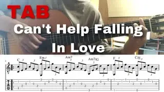 [TAB]Can't Help Falling In Love(初級クラシックギター）