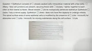 Question 1 Epithelium consists of square (closely packed cells /intracellular material with a few ce
