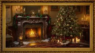 Cozy Christmas Living Room | Fireplace Glow & Relaxing Piano | 4K Screensaver