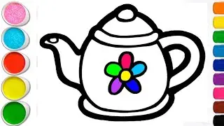 Tea Pot, Unicorn Cloud Drawing | Satisfying Colouring 