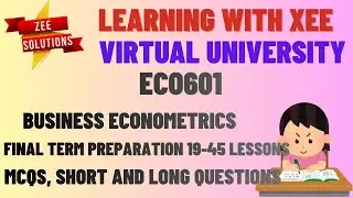 ECO601 Business Econometrics Final Term Preparation 19 to 45 Lessons Virtual University of Pakistan