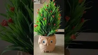 Natural looking artificial Flower set #Owl pot
