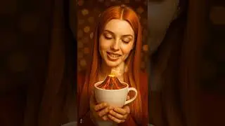 AI Girl with volcano tea | Surreal Digital Art Experiment