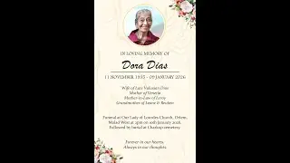 Funeral mass of Dora Dias on 10.1.26, Live streaming 2.00 pm Onwards