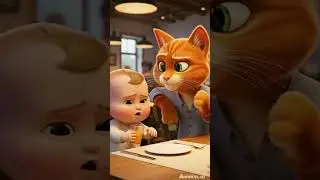 Happy juice cute angry baby & cat #happyjuice #baby #shorts #catandbaby #funnycartoon