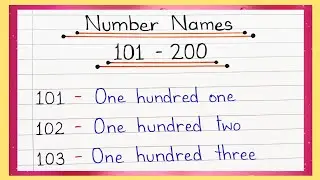 Number Names 101 to 200 || Numbers In Words 101 To 200 In English || 101 to 200 number names