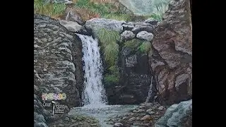 PINTANDO  - como pintar piedras y agua de una cascada
