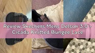 Review Skechers Mens Delson 3.0 - Cicada Knitted Bungee Lace Slip On